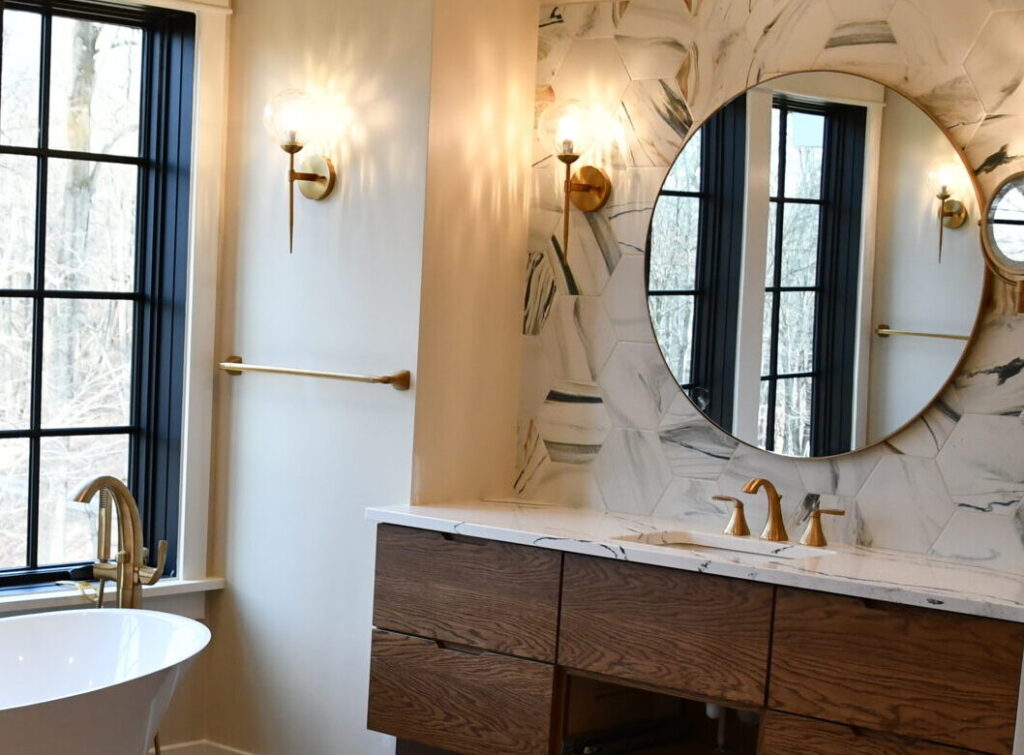 bathroom with custom tile