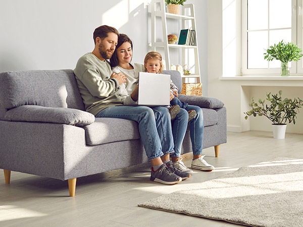 young family in their living room